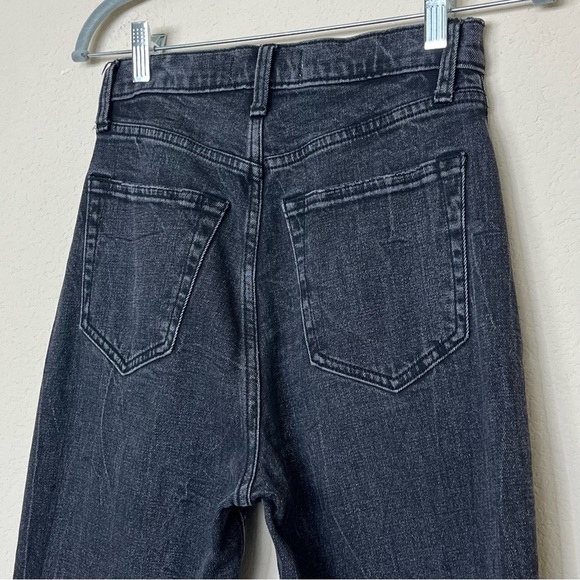 Abercrombie & Fitch Curve Love The Ankle Straight High Rise Destroyed Black Jean - Picture 8 of 10